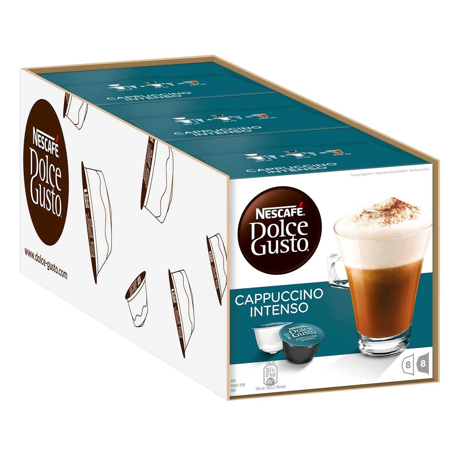 Coffee with Milk, Coffee, Coffee, Nescafe Dolce Gusto Espresso Intenso 16 capsules (8 Servings)