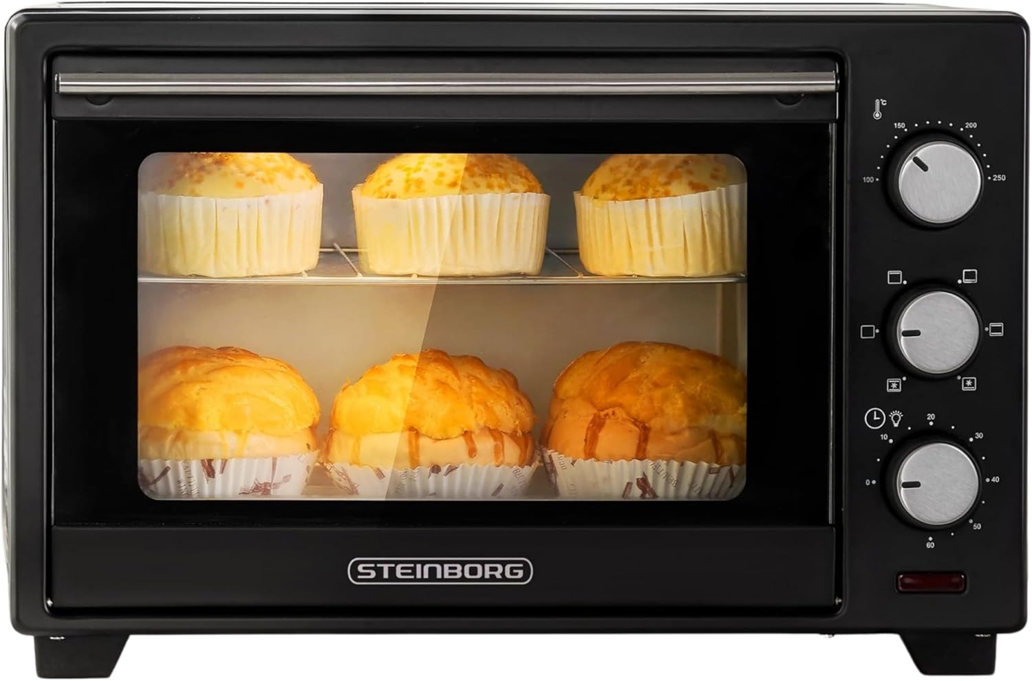 Steinborg 25 Liter Mini Oven with Convection Pizza Oven Including Baking Tray and Grill Rack Mini Oven 60 Min. Timer - 1,600 Watt