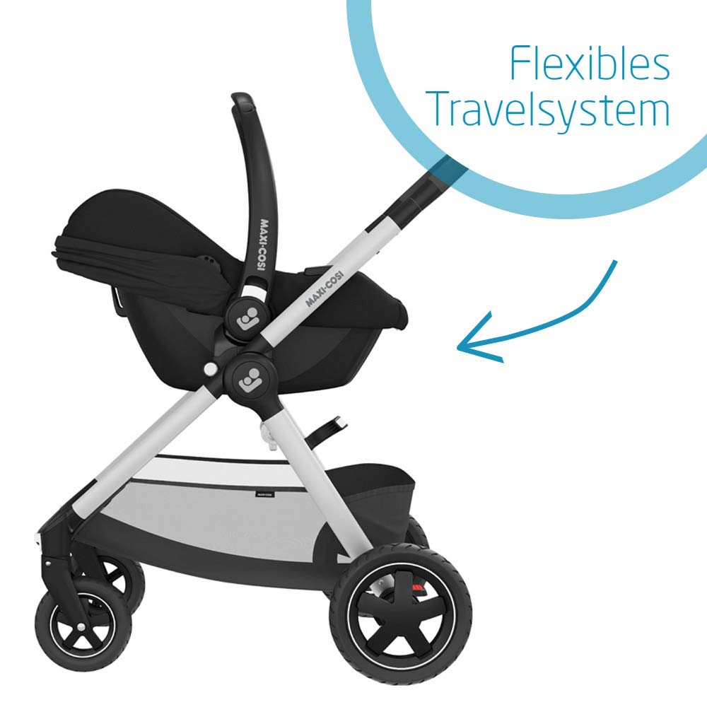 Maxi-Cosi Tinca i-Size Ultra Lightweight Group 0+ Car Seat (only 3.2kg), Includes Sun Protection, Usable from Birth up to 75cm (0-12kg), Essential Black, Black