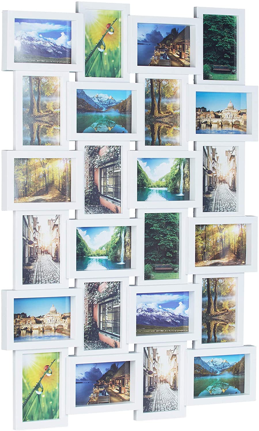 Relaxdays Photo Frame for 24 Photos, Create Your Own Photo Collage H x W x D: 59 x 86 x 2.5 cm, black or white