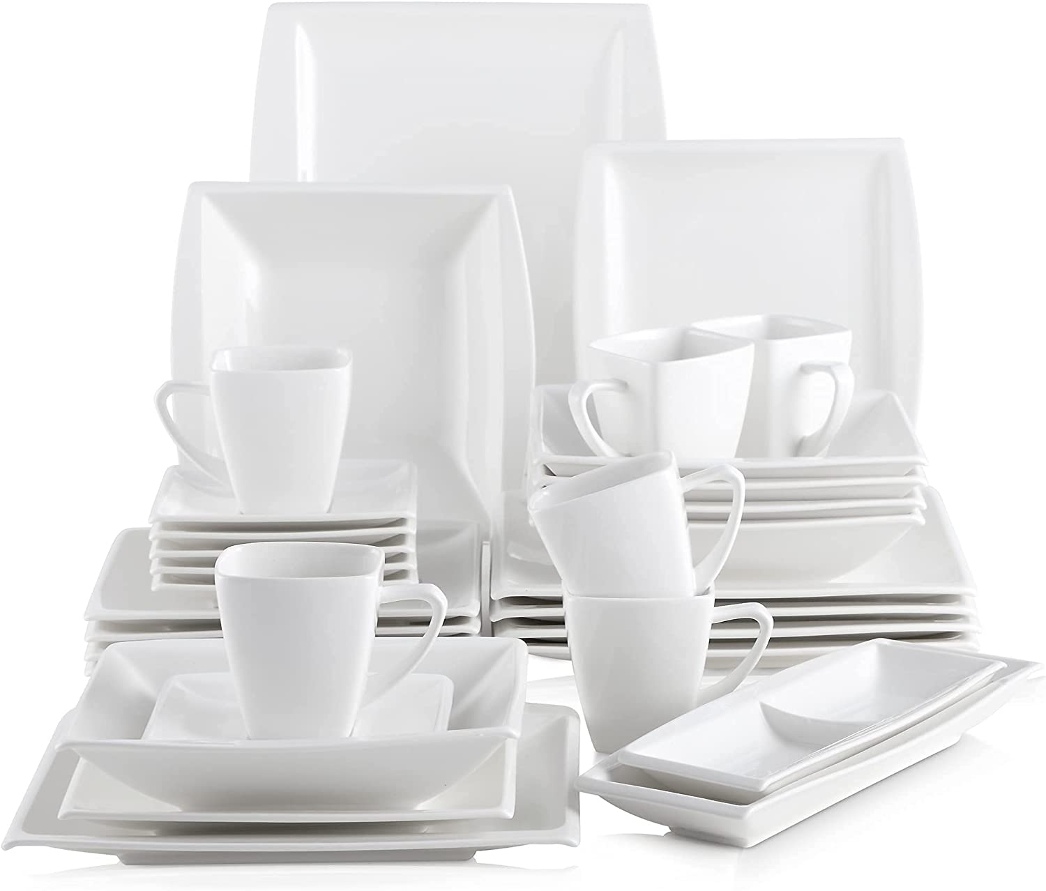 MALACASA Blance Series 32- / 60-Piece Crockery Set for 12 People