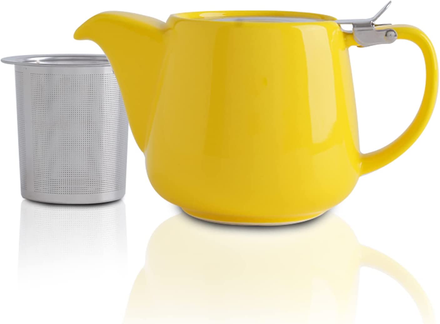 VIVILINEN Porcelain Teapot Ceramic Handmade 18/8 Stainless Steel Sieve Stainless Steel Fine Mesh Infuser with Filter