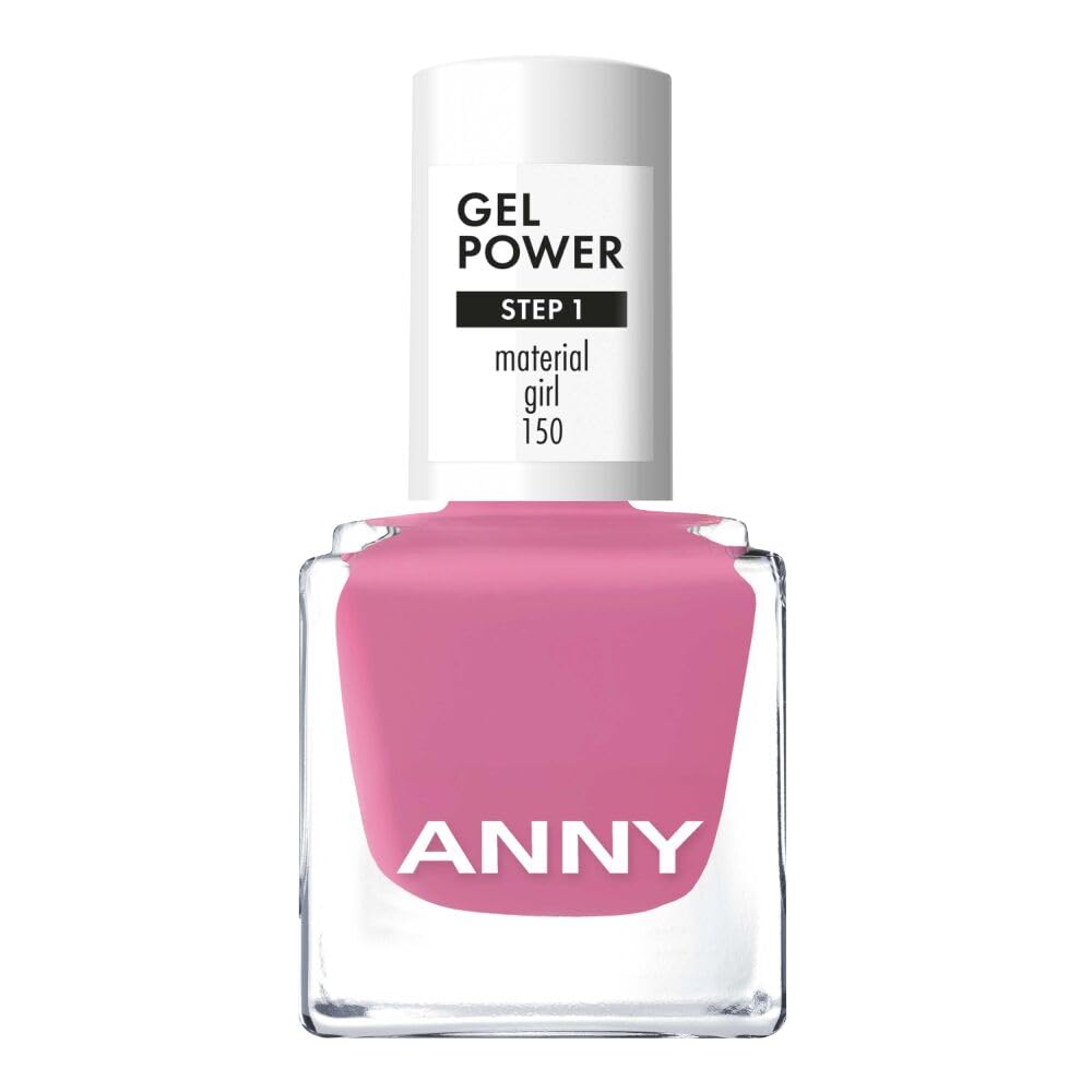 ANNY Gel Power Nail Polish - Gel Color Nail Polish without UV Lamp, Brilliant Shine & Lasts up to 12 Days, Chip & Scratch Resistant, Material Girl - Bright Raspberry Pink - 8ml