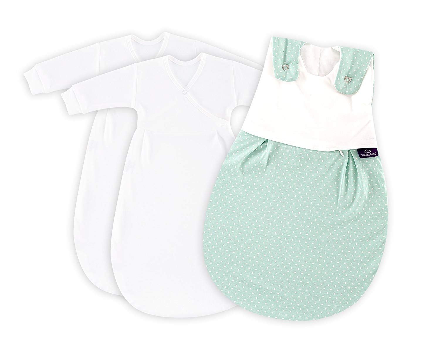 Traeumeland Dreams Country S0100353 Baby Sleeping Bag Love Me 3-Piece Set Mint Dots 0-3