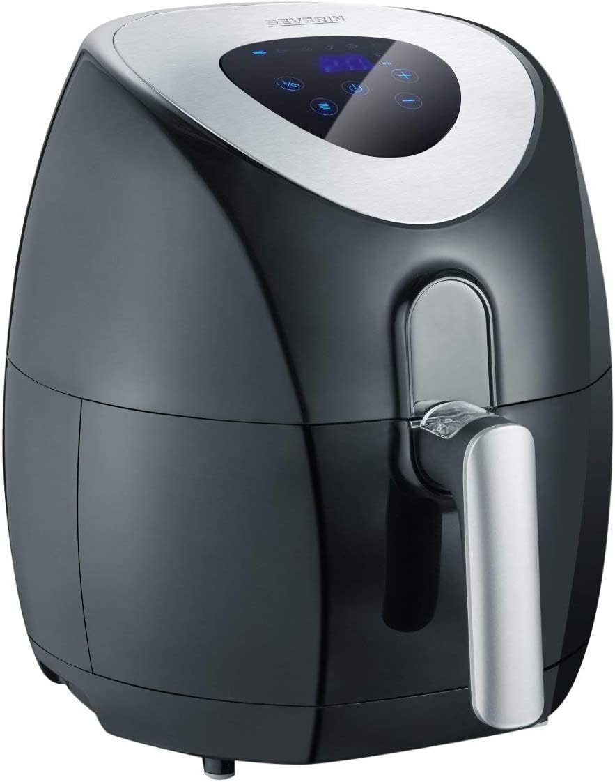 SEVERIN Hot Air Fryer with 6 Automatic Programs, Airfryer for Frying without Fat, Innovative Hot Air Technology for Healthy Frying, Black/Stainless Steel, FR 2430