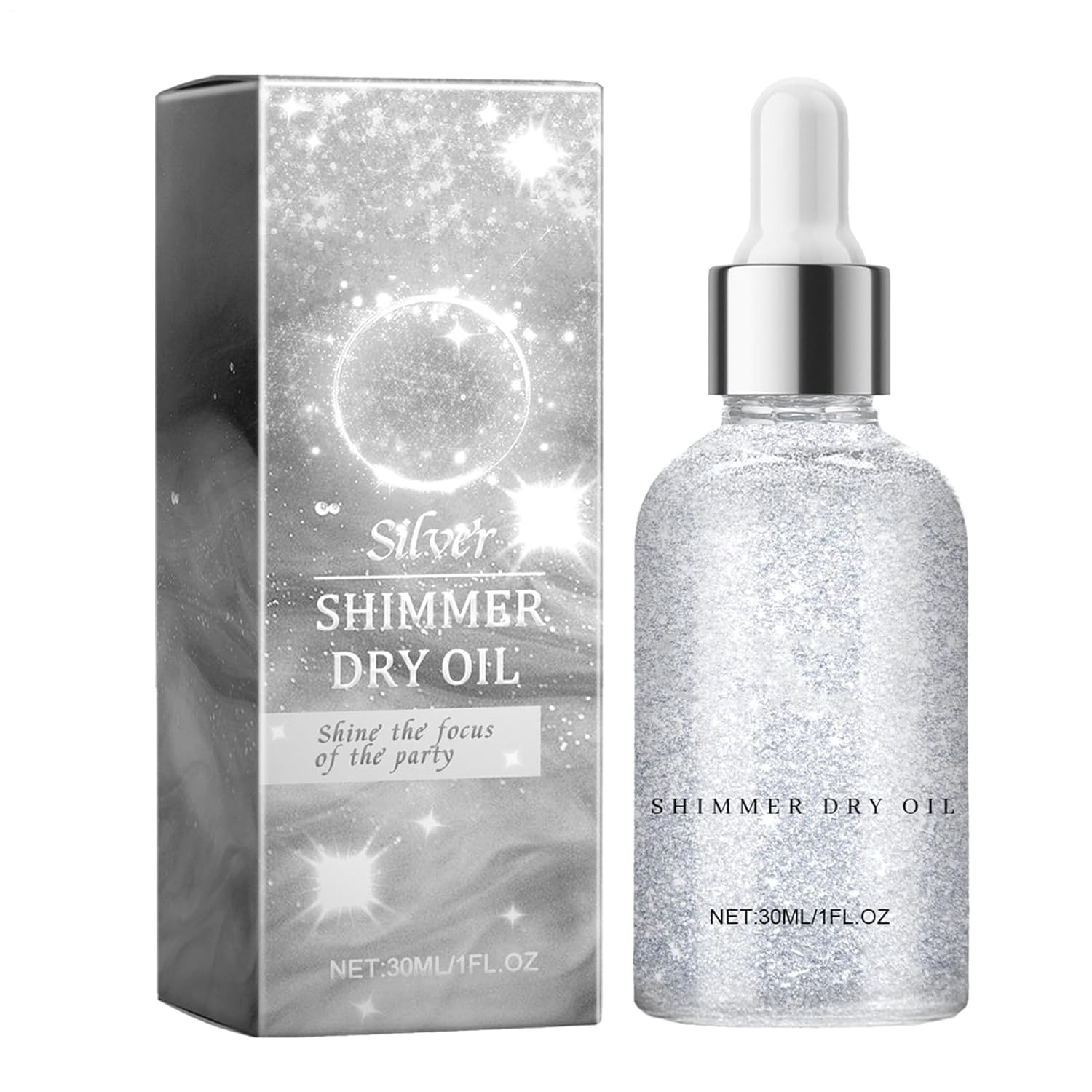 Body Shimmer Oil - Face Shine, Liquid Highlighter, Spray, Waterproof, Non-Adhesive, Lightweight, Shiny, Glitter Makeup, Dry, Brightening Ingredients, Shine for Shoulders, Eyes, Legs, N