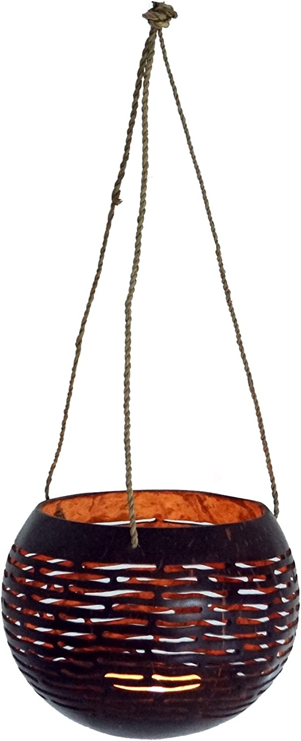 Guru-Shop GURU SHOP Coconut Tea Light for Hanging - Model 3, Brown, 8 x 11 x 11 cm, Tea Light Holder & Candle Holder
