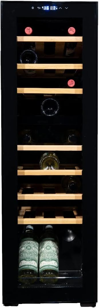 WK-76B-VG Black Door 27 Bottles Wine Air Conditioner Wine Fridge, Steel Glass Wood, Blacks