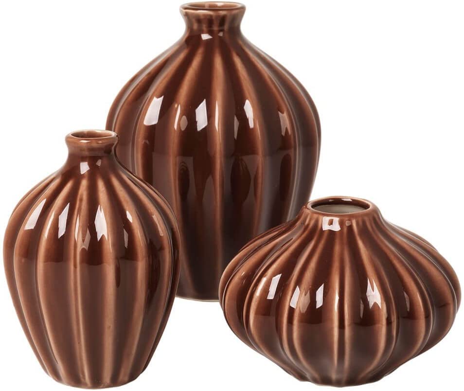 broste Copenhagen Vase Amalie Caramel Cafe Set of 3