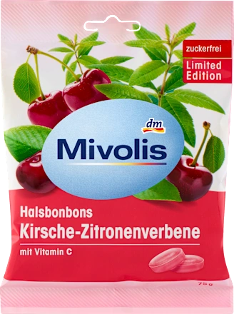 Mivolis Candy, cherry-lemon verbena, sugar-free, 75 g