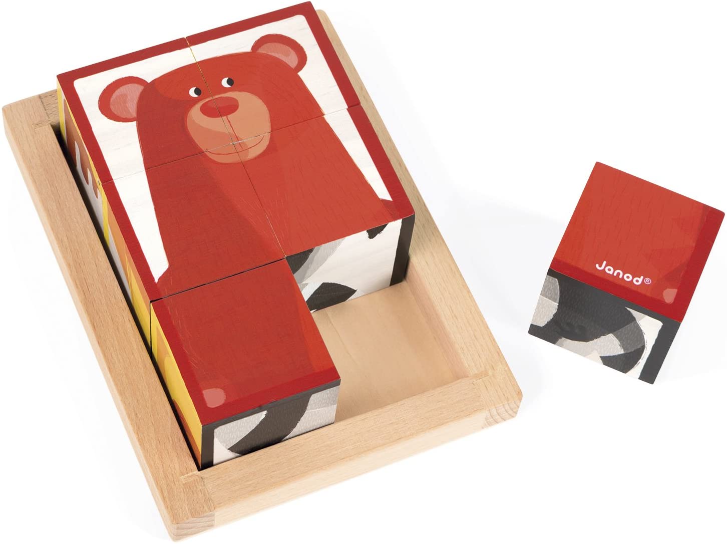 Janod J08200 Zigolos Forest Building Blocks In Wooden Box/6 Designs