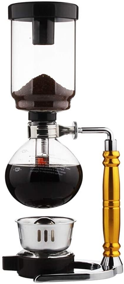 Feixunfan Siphon Coffee Maker, Handmade Siphon for Coffee, Tea, Glass, Gold, 36.5 x 13 cm