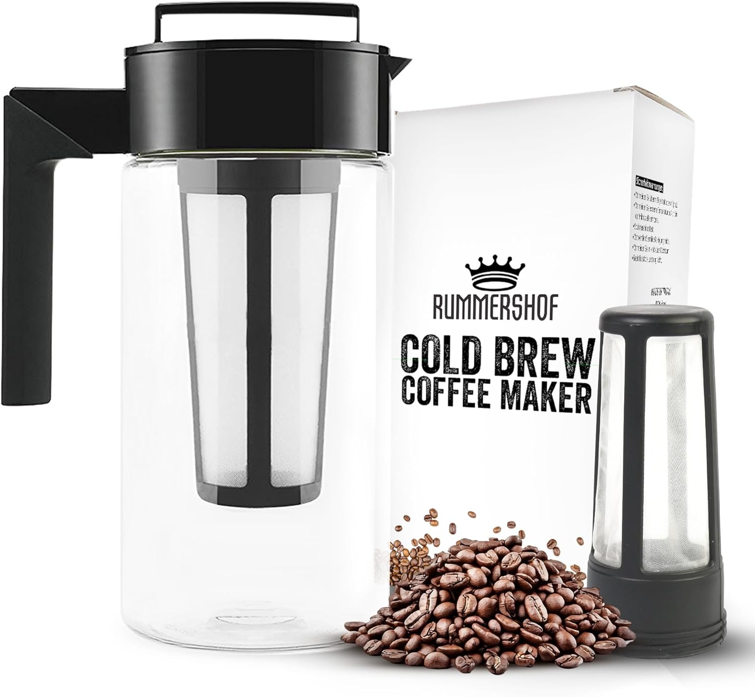 Cold Brew Coffee Maker 1 Litre French Press BPA Free Plastic Coffee Maker + Free Replacement Filter The Gift For Coffee Lovers + 1 Planted Tree