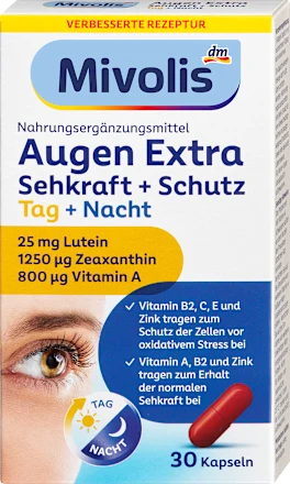 Mivolis Eye Extra Vision + Protection, Day + Night, Capsules, 30 count, 16 g