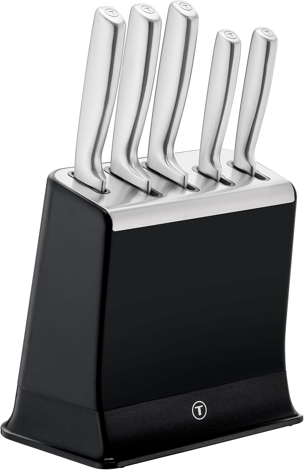 Tefal EverSharp Pro 5-Piece Knife Set with Self-Sharpening Knife Block, Patented Sharpening Technology, German Stainless Steel, Black, K2976S04