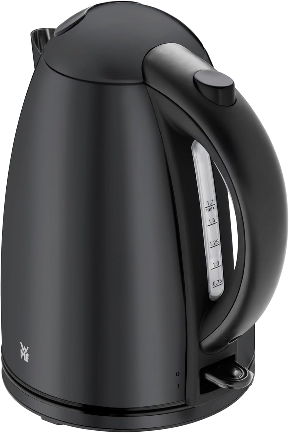 WMF Stelio Kettle Stainless Steel 1.7 L, Electric Kettle with Limescale Filter, 2400 W, Water Level Indicator Illuminated, Stainless Steel Matt Black