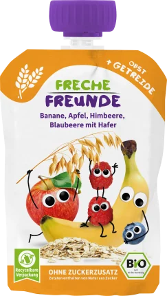 FRECHE FREUNDE Squeeze banana, apple, raspberry, blueberry with oats from 6 months, 100 g