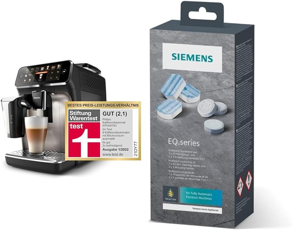 Philips Domestic Appliances Philips Series 5400 fully automatic coffee machine - Lattego milk system & Siemens Multipack TZ80003A