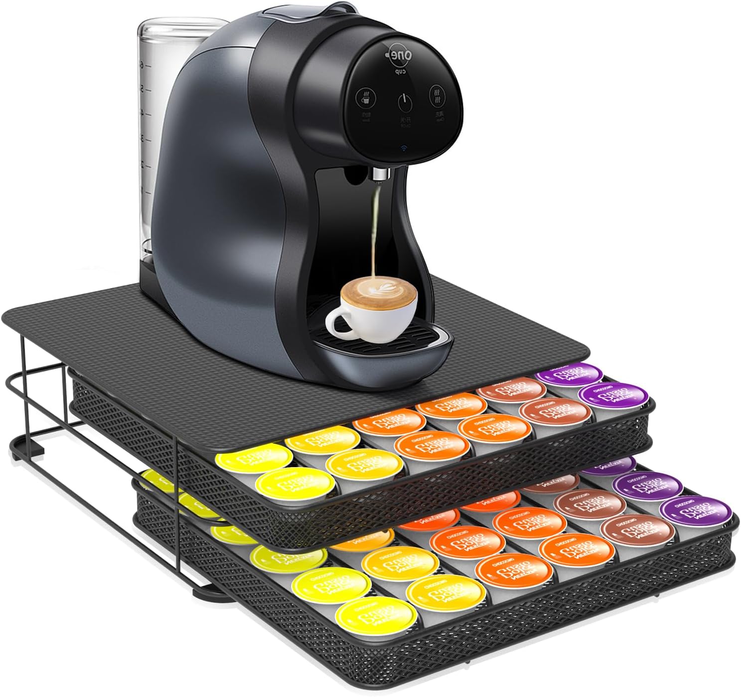 Masthome Coffee Capsule Holder for Dolce Gusto, 84 Pieces Coffee Capsules Storage, Coffee Capsule Dispenser with 2 Drawers for Home, Office, Kitchen, 1 Cleaning Cloth