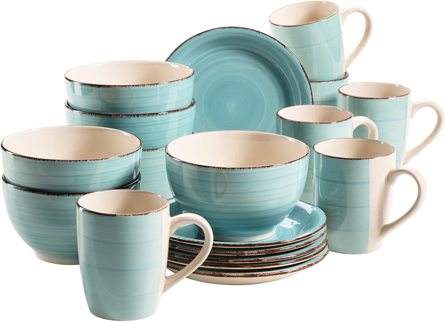 Maser MÄSER Bel Tempo II Breakfast Set for 6 People in Vintage Look, Hand-Painted Ceramic, 18-Piece Tableware Set