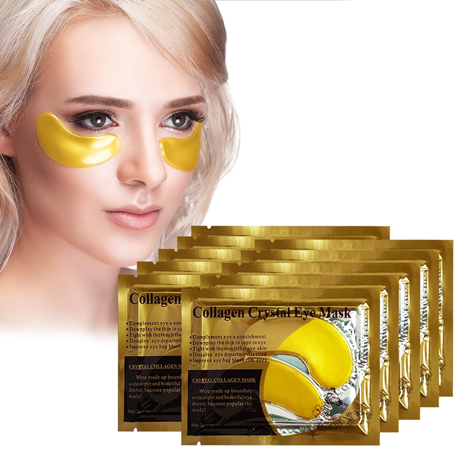 Dorzu 10 Pairs of Eye Pads, Eye Pads Against Dark Circles, 24K Golden Eye Pads, C