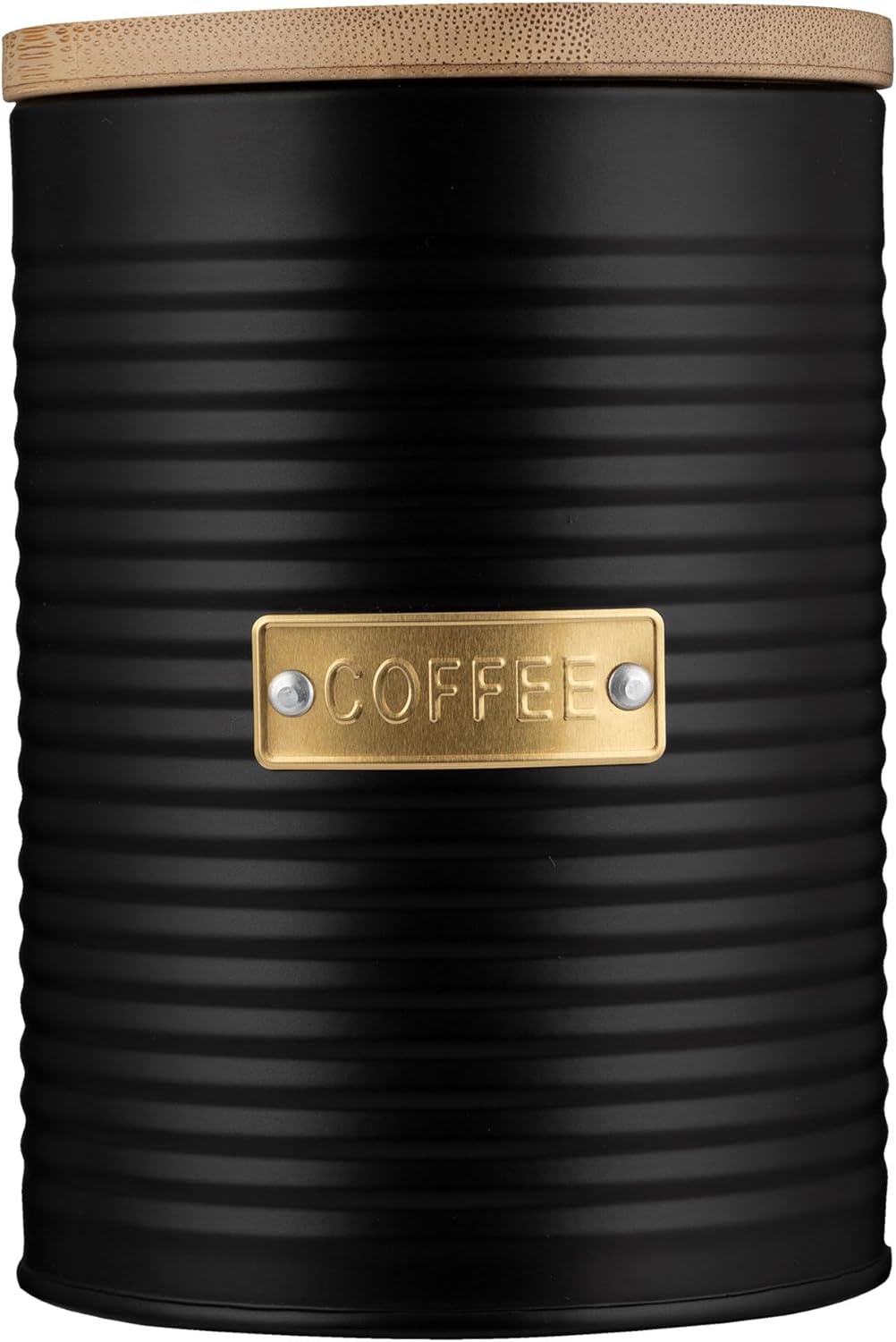 TYPHOON OTTO Collection Coffee Canister, Black, 1.4 Liter, Steel, Bamboo, Silicone