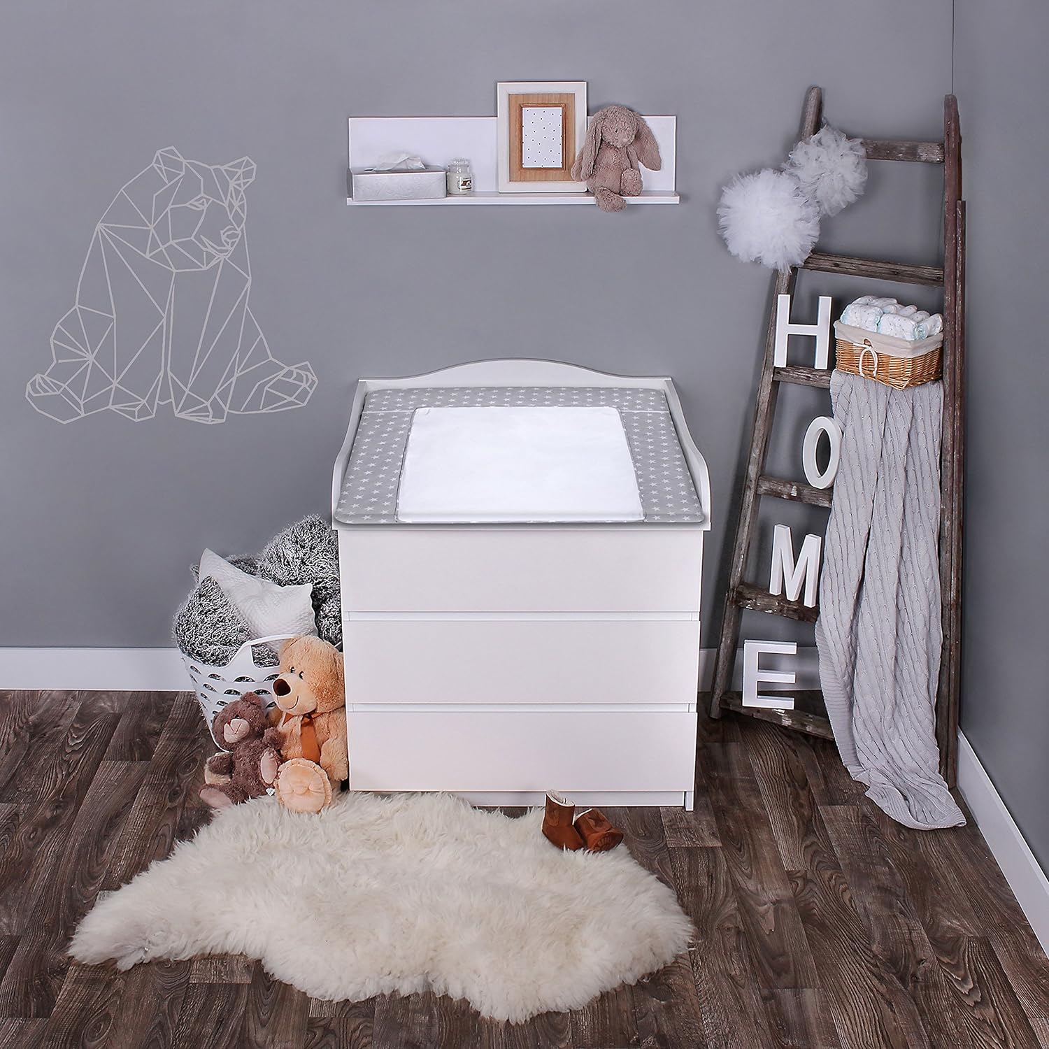 Lulando Changing Mat with 2 Removable Waterproof Covers - Outer Material 100% Cotton - Suitable for the IKEA Malm or Hemnes Units