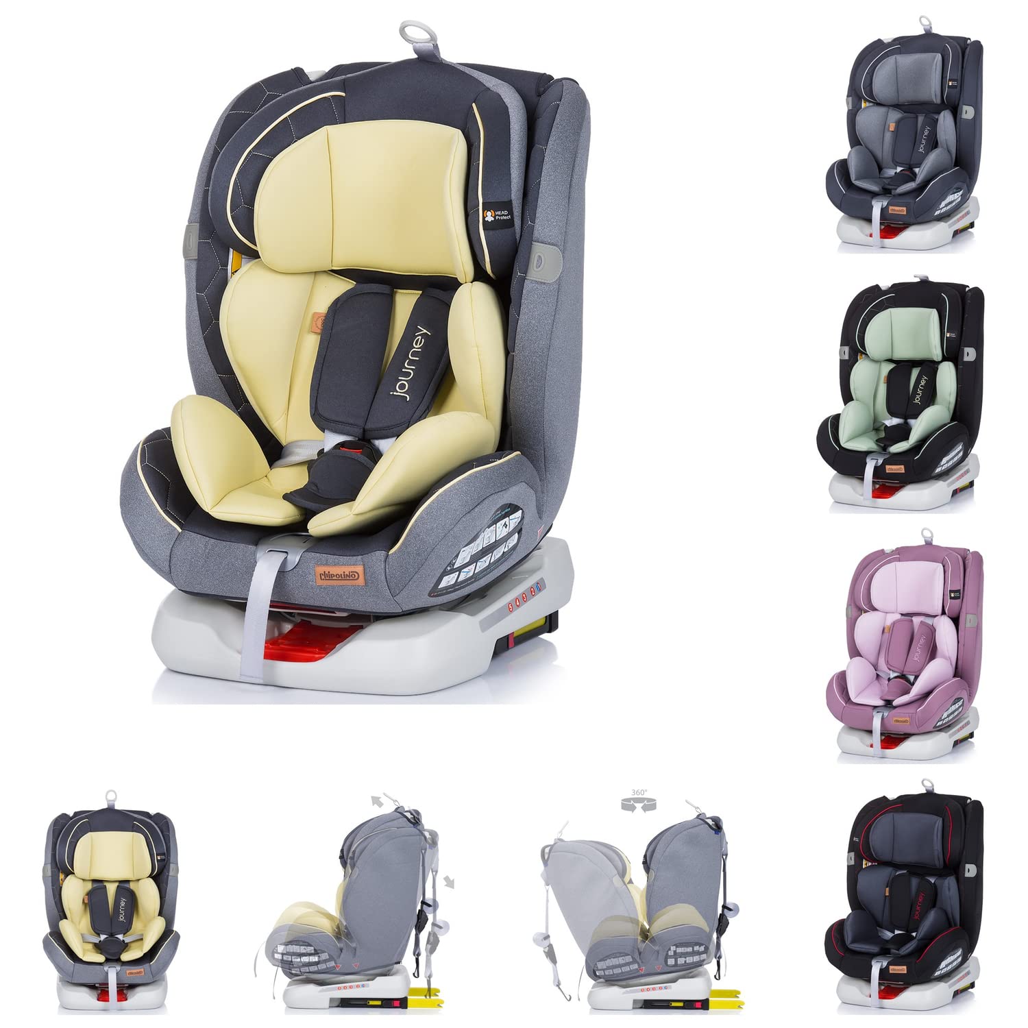 Chipolino, Kindersitz Journey, Gruppe 0+/1/2/3 (0-36 kg), Isofix, Top Tether, Farbe:gelb