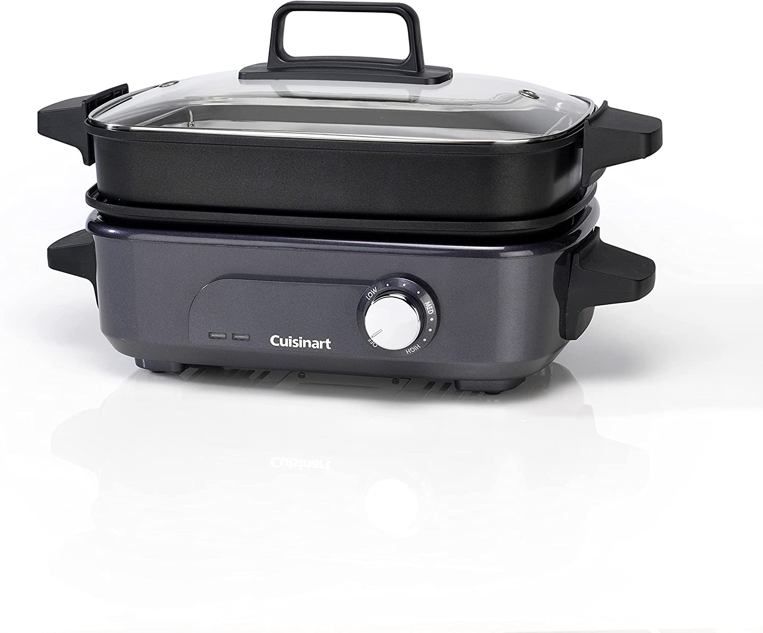 Cuisinart Cooking GRMC3E 5-in-1 Multi-Cooker for Grilling, Sauting, Simmer and Cooking, Multicooker with Non-Stick Coating for Easy Cleaning, Midnight Grey