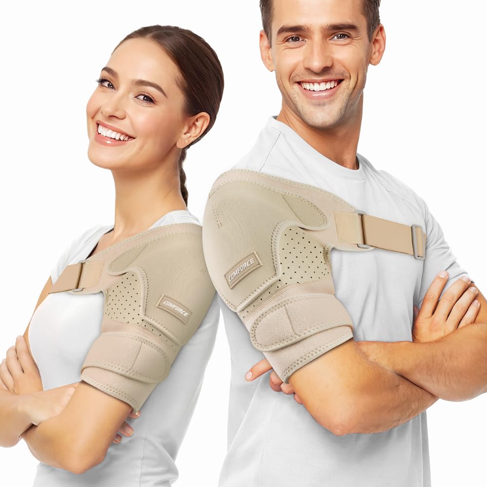 COMFORCE Shoulder Support for Women Men, Rotator Cuff Shoulder Support, Left Right Shoulder, Adjustable Shoulder Support for Dislocation, Sports Injuries Naked