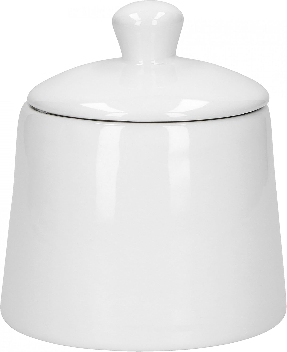 Van Well Porcelain Sugar Bowl White 280 ml with Lid - Elegant, Multifunctional Container for Sugar and Spices - Ideal for Coffee Table, Kitchen and Catering