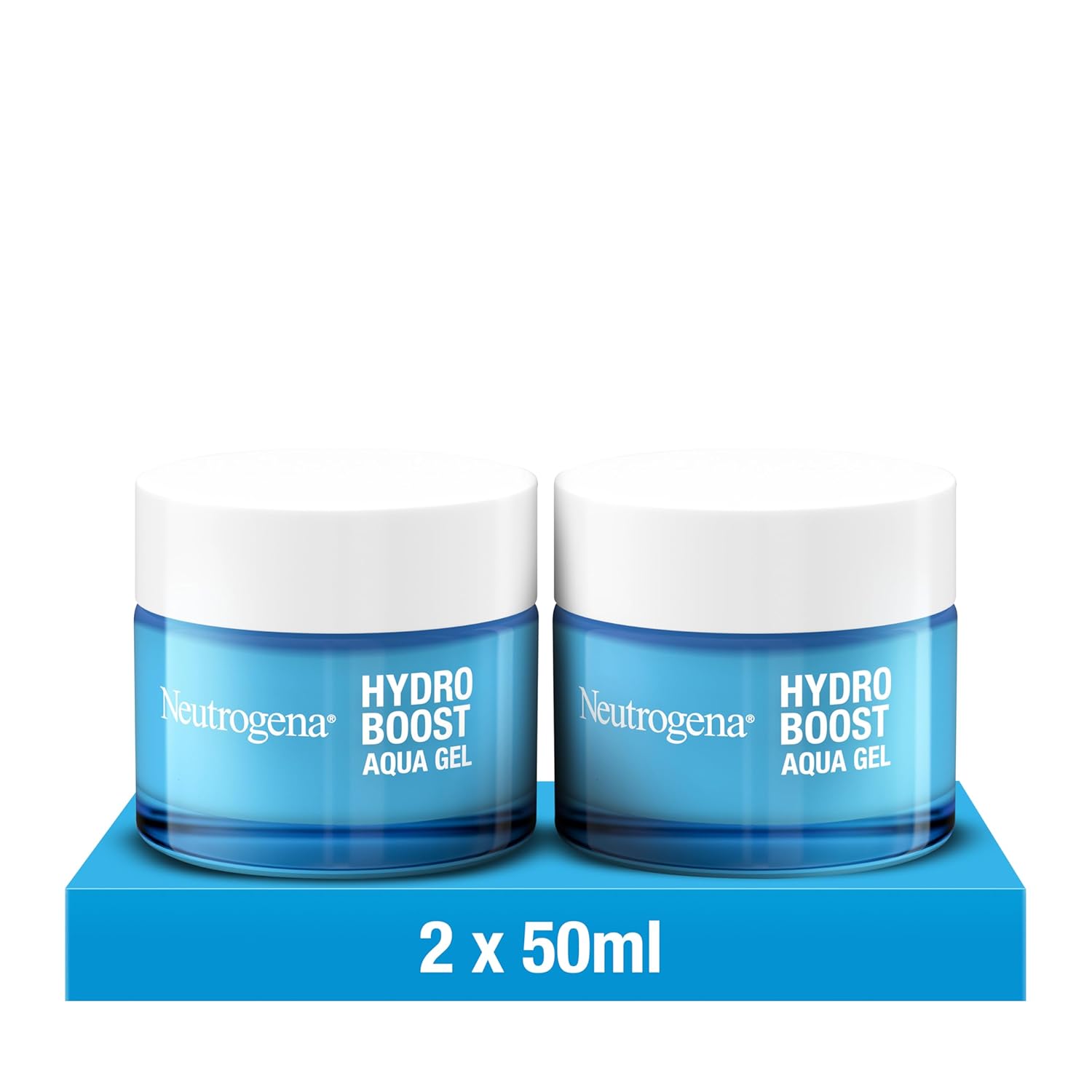 Neutrogena Hydro Boost Aqua Gel (2 x 50 ml), Moisturizing Face Cream with Hyaluronic Acid, Amino Acids & Electrolytes, Quick-Absorbing Moisturizing Cream for Normal & Combination Skin, Double Pack