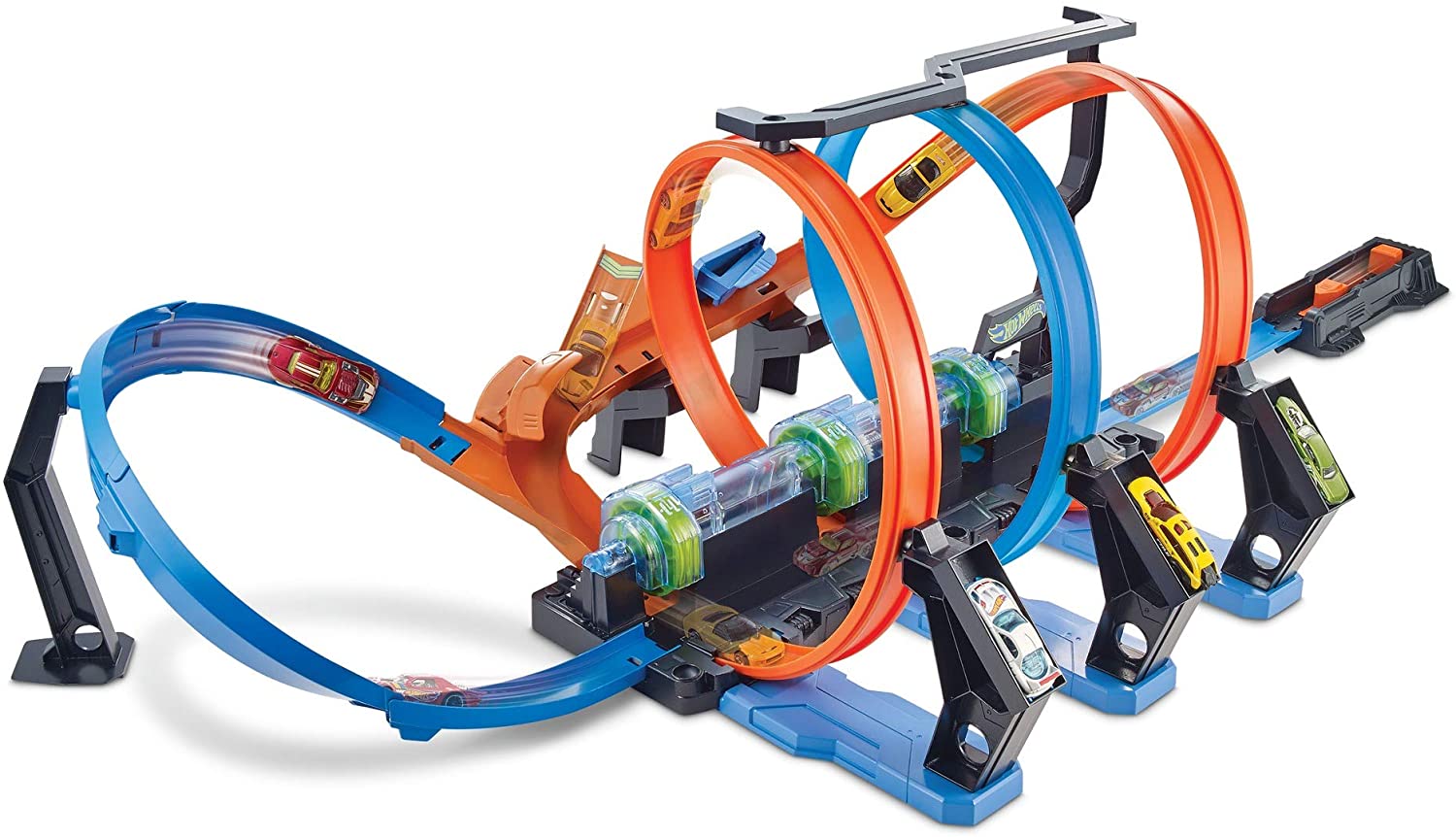 Hot Wheels Ftb65 Action Corkscrew Crash Trackset, Car Race Track With 3 Loo