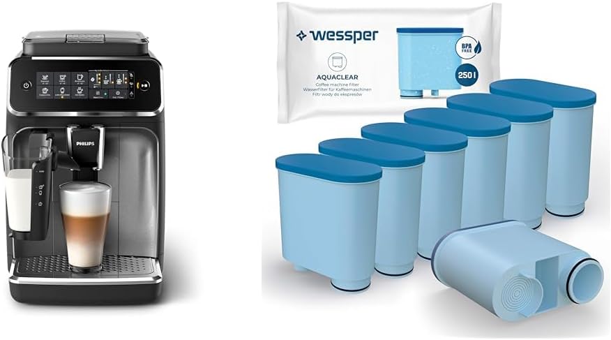 Philips Domestic Appliances Philips Series 3200 Fully Automatic Coffee Machine - LatteGo Milk System & Wessper Water Filter Cartridges Compatible with Saeco and Philips Coffee Machine - Pack of 6