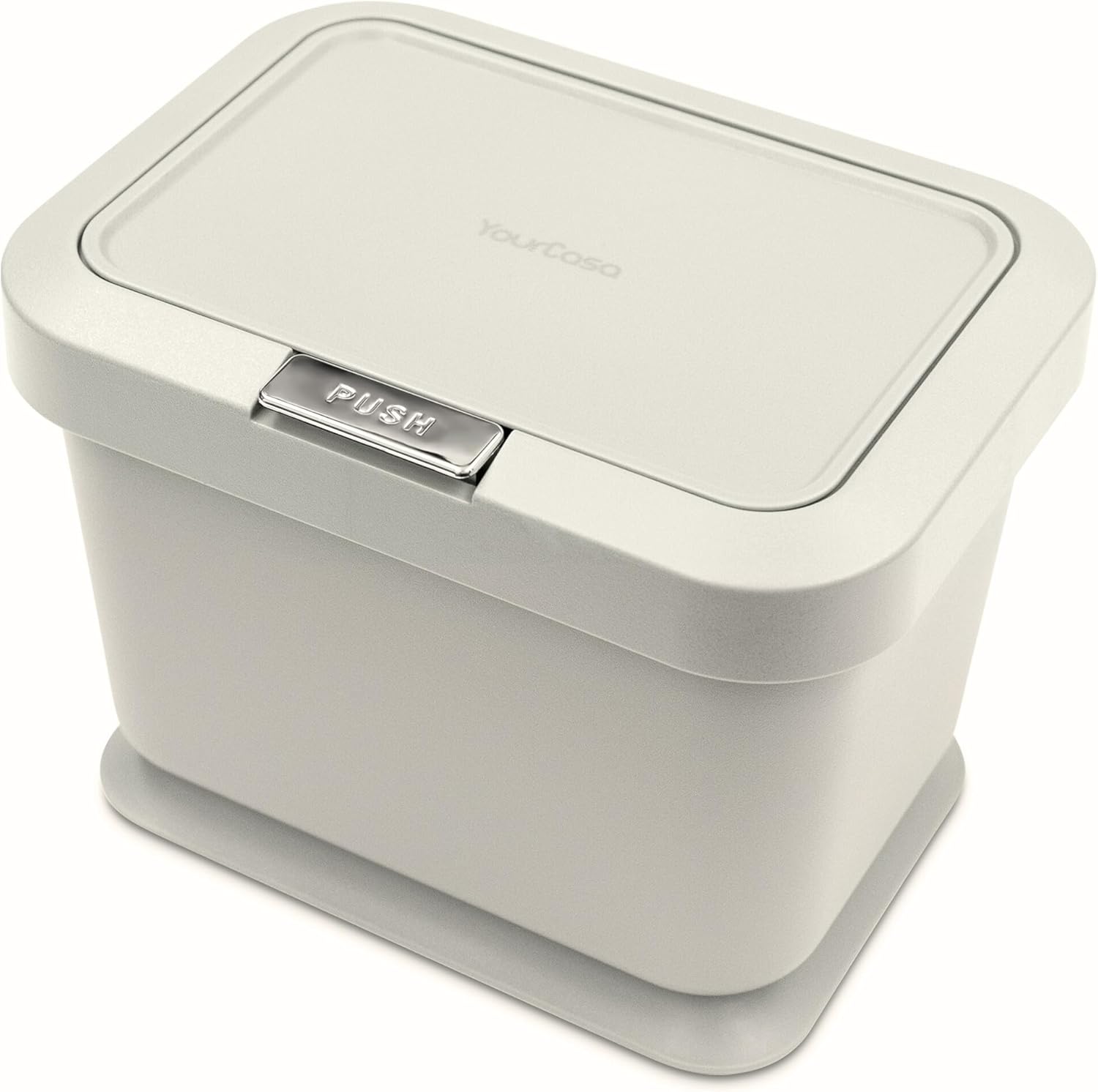 YourCasa Organic Kitchen Waste Bin, 5 L, Odour-Proof Organic Bin with Lid and Push Button Mechanism, Compost Bin & Organic Waste Container, Small for Organic Waste (Cream)