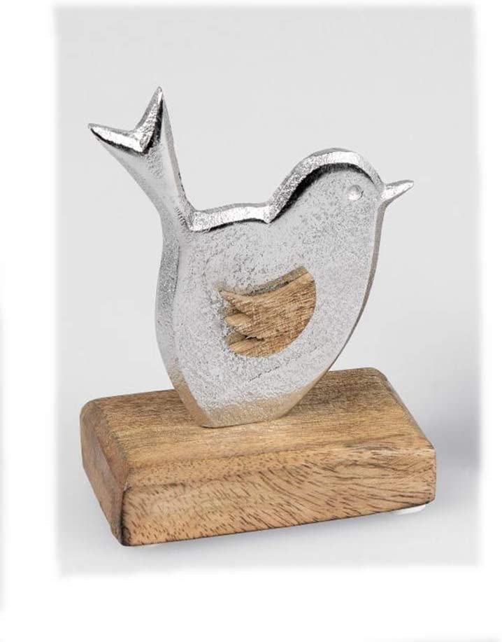 Formano Vogel Stehend Auf Sockel 13Cm Eine Kombination Aus Mattem Aluminium