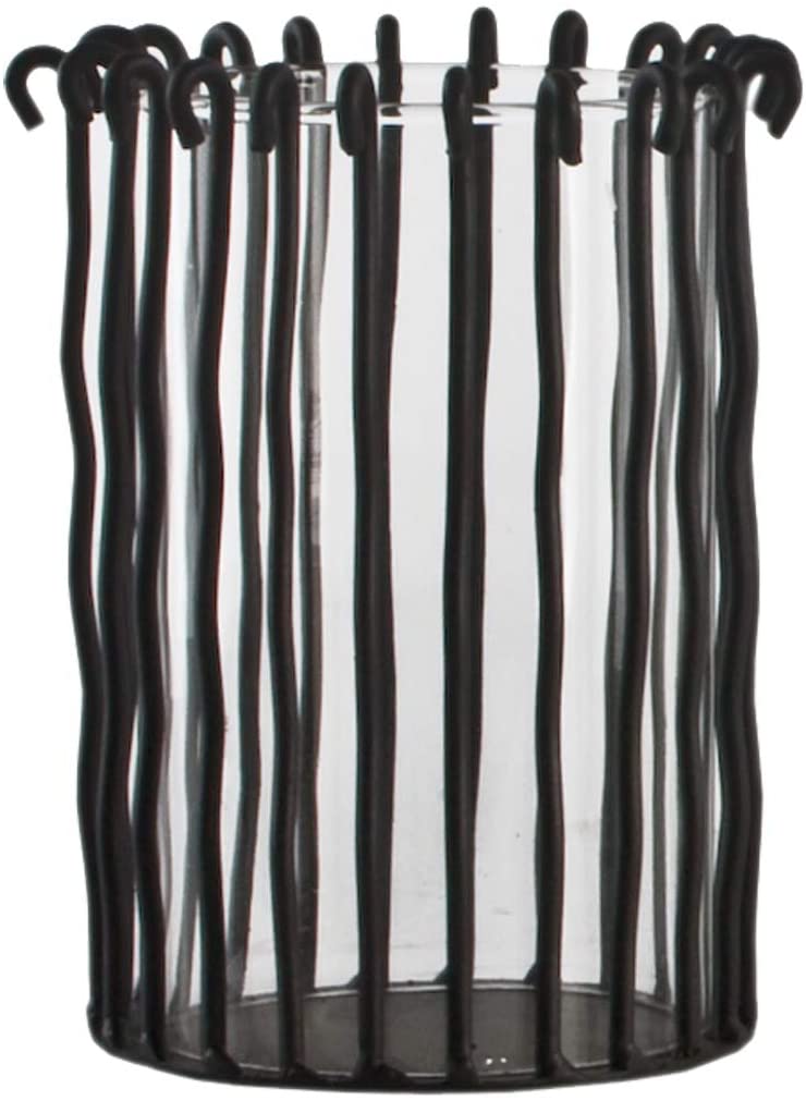 Varia Living Vincenza Lantern Made of Glass and Metal in Black Candlestick in Modern Vintage Shabby Look | Table Light in Unusual Design as a Gift Idea | Tea Light Glass as Table Decoration