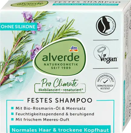 alverde NATURKOSMETIK Solid shampoo with rosemary extract and sea salt, 60 g