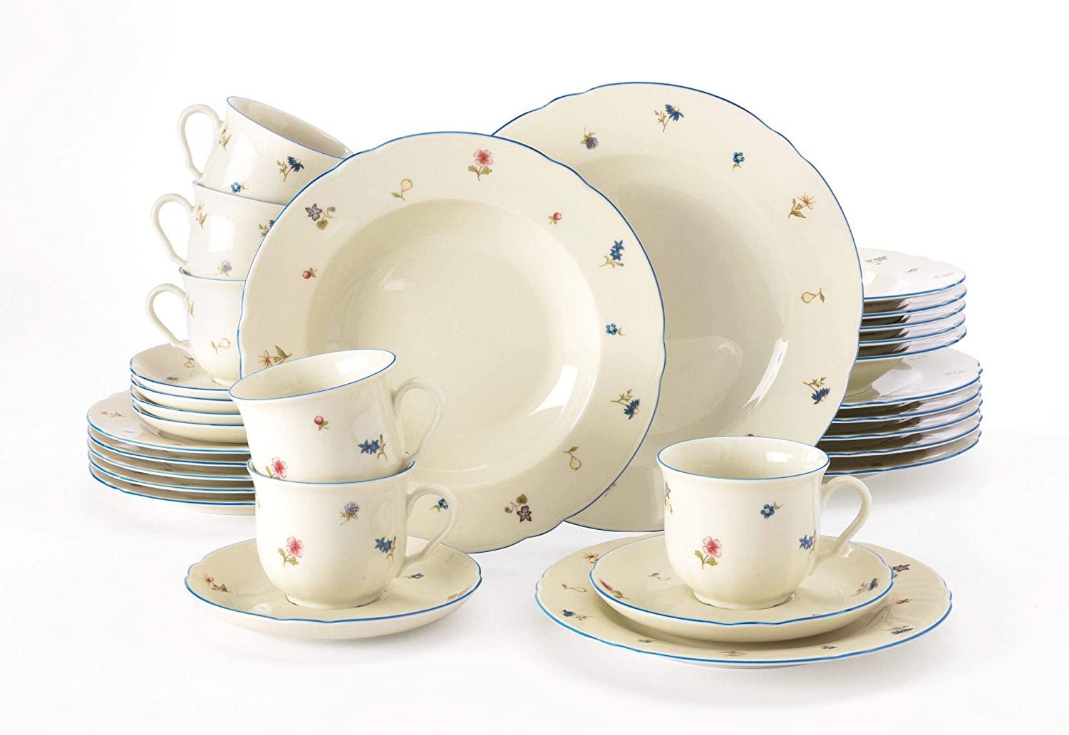 Seltmann Weiden Marieluise 001.683964 Crockery Set 30 Pieces Scattered Flower Multi-Coloured 36.3 x 29.8 x 28.5 cm
