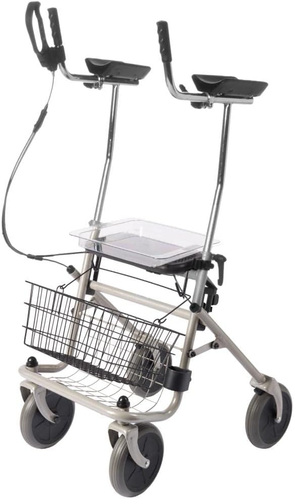 FabaCare Arthritis Rollator with One-Hand Brake, Forearm Rollator, Padded Arm Rest, Height Adjustable, up to 120 kg, Single Hand Brake Right
