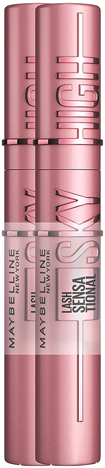 Maybelline New York Black Mascara for Extremely Long Eyelashes, Lash Sensational Sky High Mascara Twin Pack, Very Black, 2 x 7.2 ml, (very black) ‎black