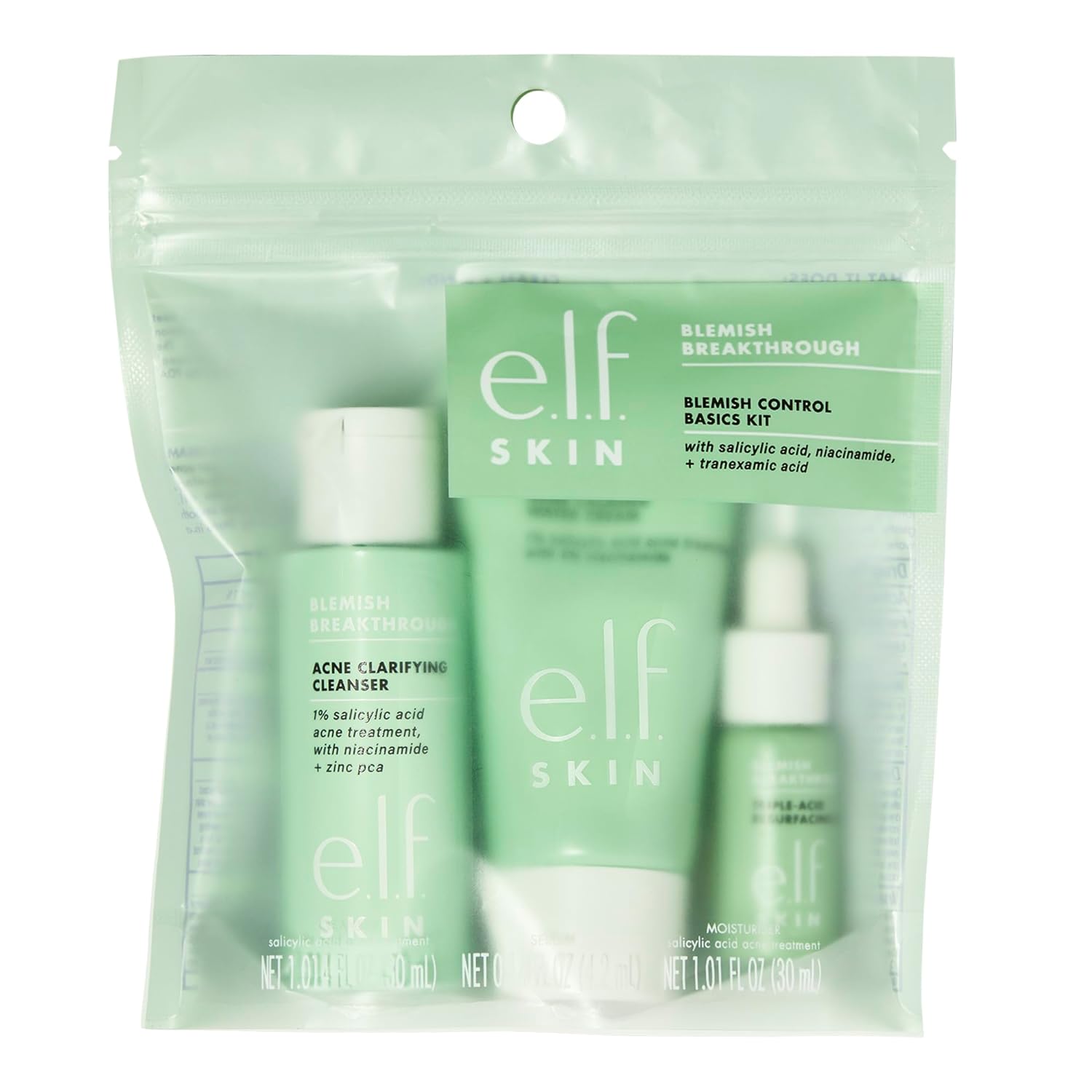 e.l.f. e.l.f. SKIN Blemish Breakthrough Blemish Control Basics Kit, Travel Size Acne Care Routine, Cleanser, Serum & Moisturizer, Vegan & Cruelty Free