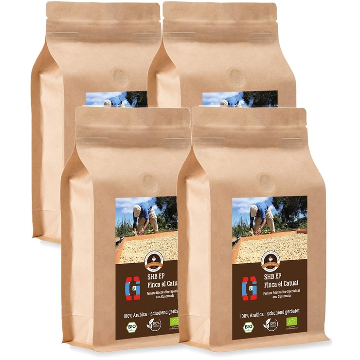 Kaffee Globetrotter Organic Coffee Guatemala 4 x 1000 g Whole Bean Economy Pack
