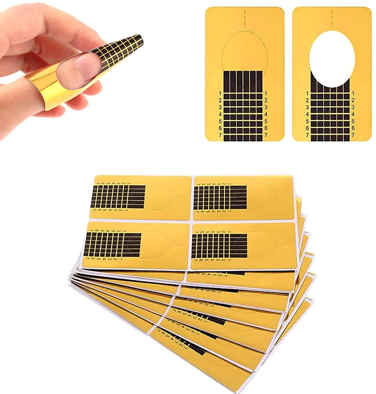 Aubeifou Pack of 120 Nail Stencils, Modelling Stencils, Self-Adhesive for Gel Nails 