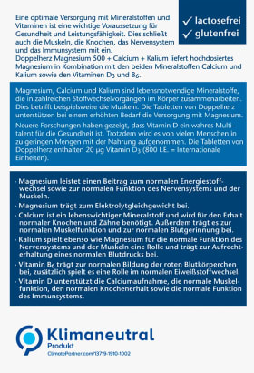Doppelherz Magnesium 500 + Calcium + Potassium tablets (30 pieces), 69 g