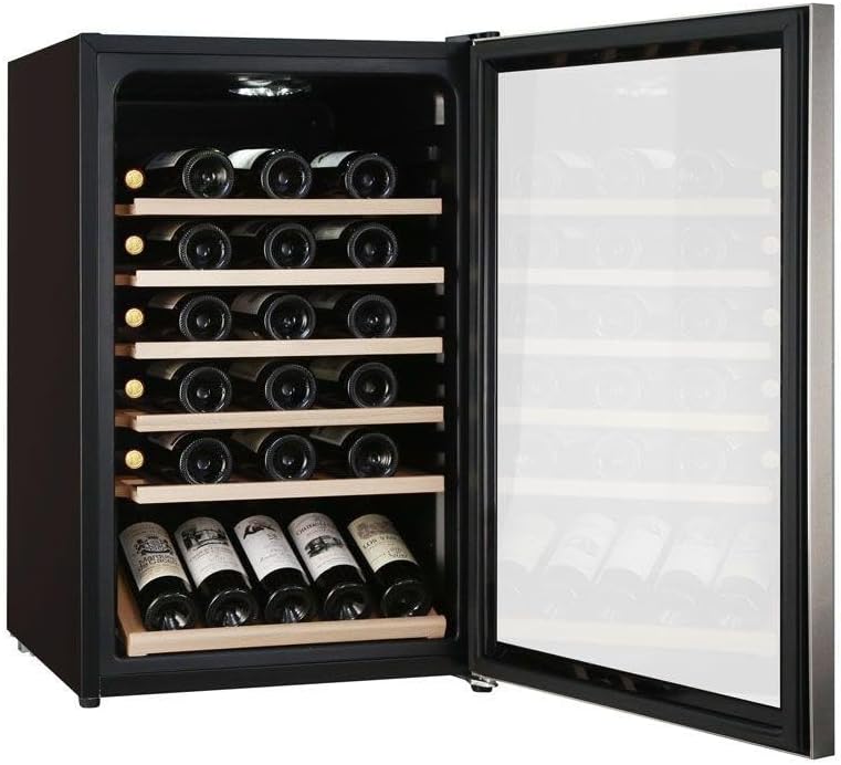 Cavin Polar Collection 49 Wine Fridge, 45 Bottles, 1 Temperature Zone 4-22°C, Compressor Cooling, Capacity 45 Bottles, Wooden Shelves, Glass Door with UV Protection