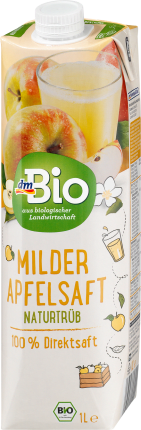dmBio Juice, mild apple juice, naturally cloudy, 1 l