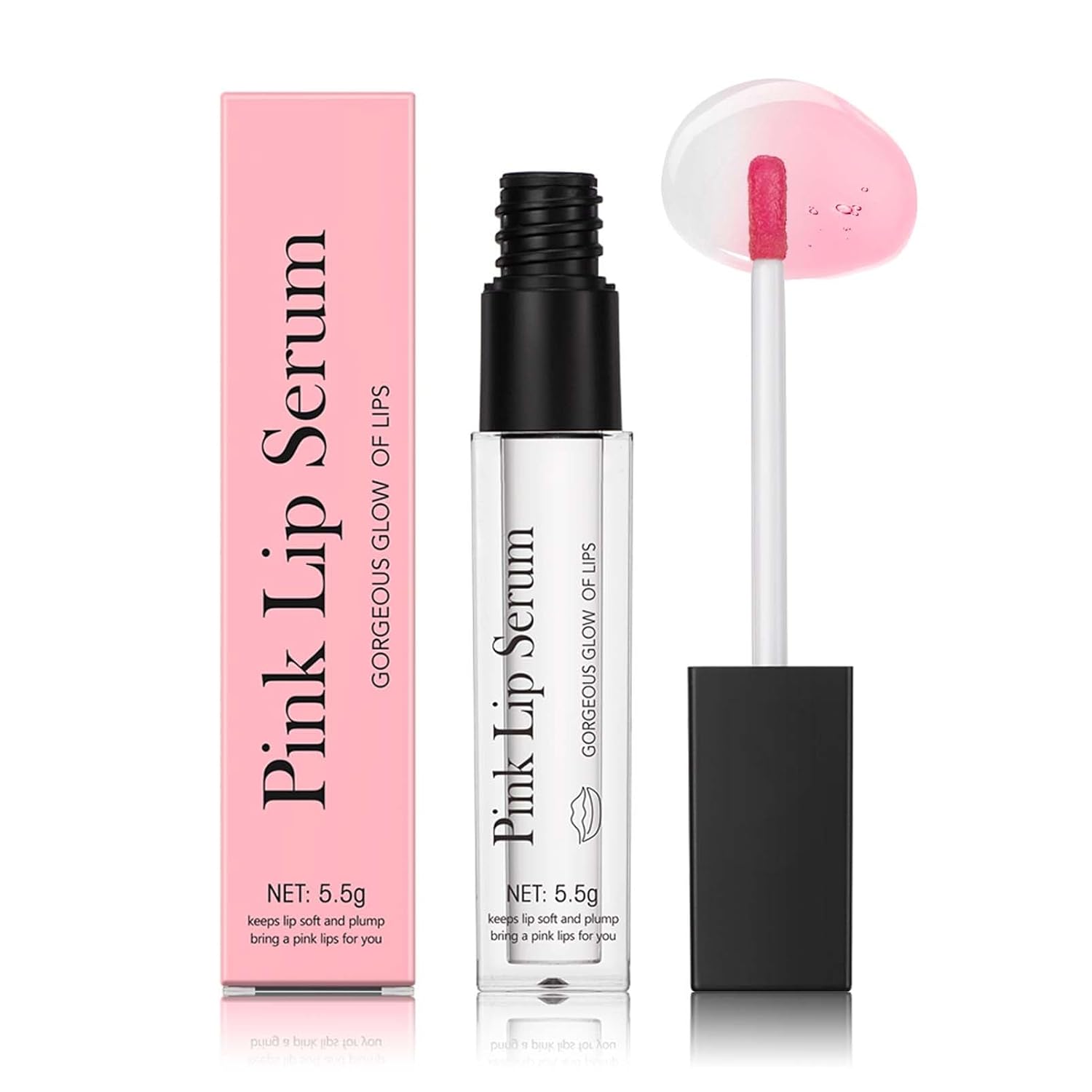 EONFAVE Pink Lip Serum, Magic Colour Changing Lip Gloss, Hydrating Pink Lip Plumper, Colour Changing Lip Oil, Rosa Essence Lip Care, Lip Serum Lip Ink, Long Lasting Moisture, Repair