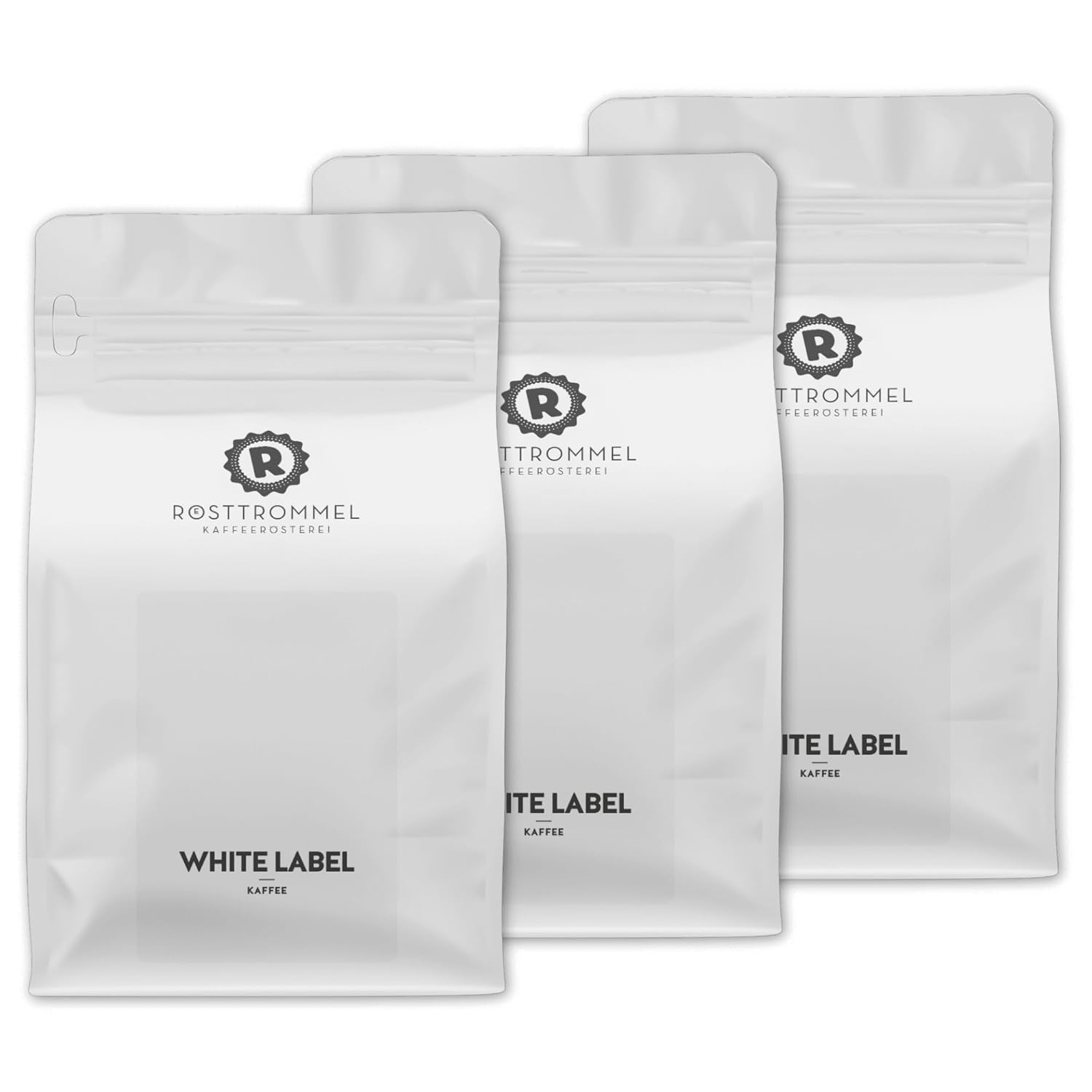 Roasting Drum White Label – Special Blend Coffee, Whole Coffee Beans 3 x 1 kg, 100% Arabica, Roast 4.5/10, Brazil, Flavor: Medium Power, Nut, Chocolate