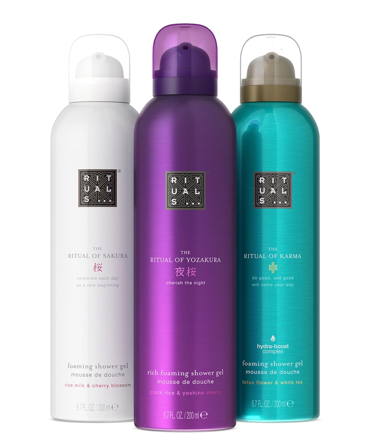 RITUALS Shower Foam Gift Set - Luxury Care Set The Ritual of Sakura, Karma and Yozakura 3 x 200 ml